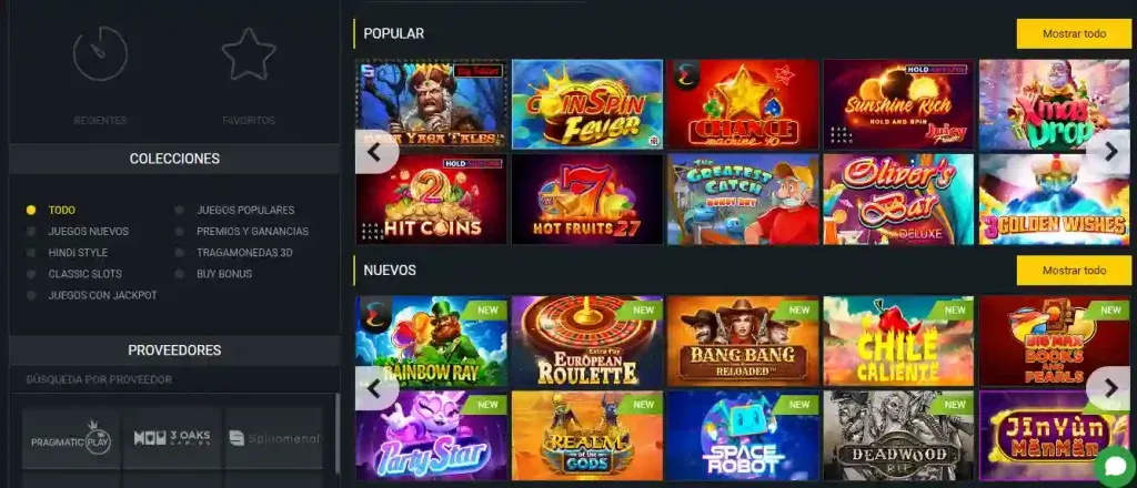 Proveedores de juegos disponibles en megafaraon con oferta de casino en línea y casino en vivo